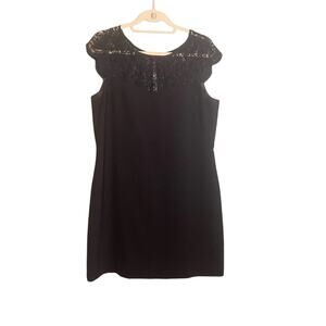 White House Black Market Lace Top Sleeveless Cap Sleeve Black Dress Size 12